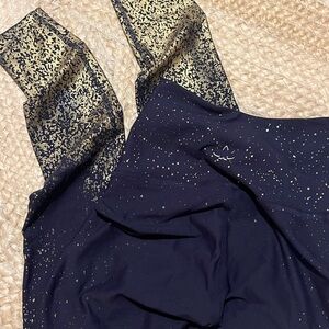 Beyond Yoga Navy & Metallic Gold Leggings